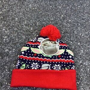 Star Wars Mandalorian Grogu Youth Beanie Hat The Child Fair Isle Knit Pom NEW